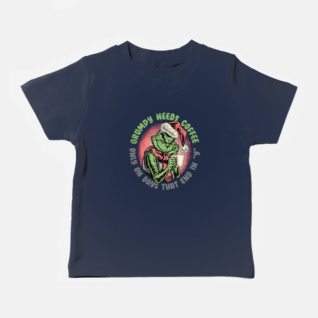 Grumpy Needs Coffee-Baby-Basic-Tee-glitchygorilla