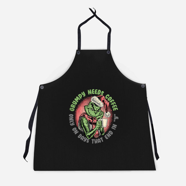 Grumpy Needs Coffee-Unisex-Kitchen-Apron-glitchygorilla
