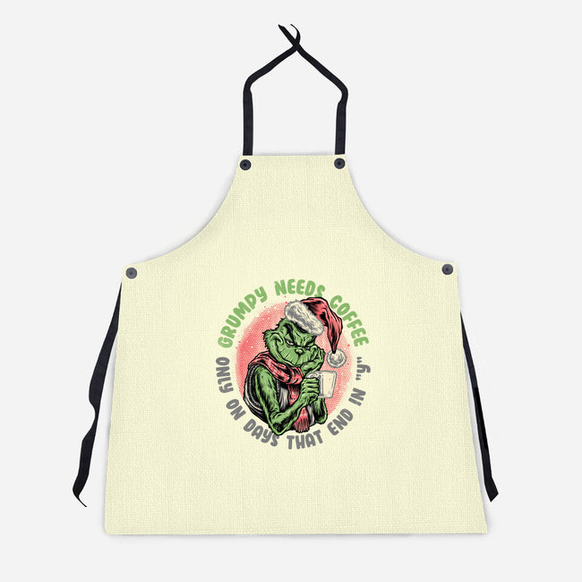 Grumpy Needs Coffee-Unisex-Kitchen-Apron-glitchygorilla