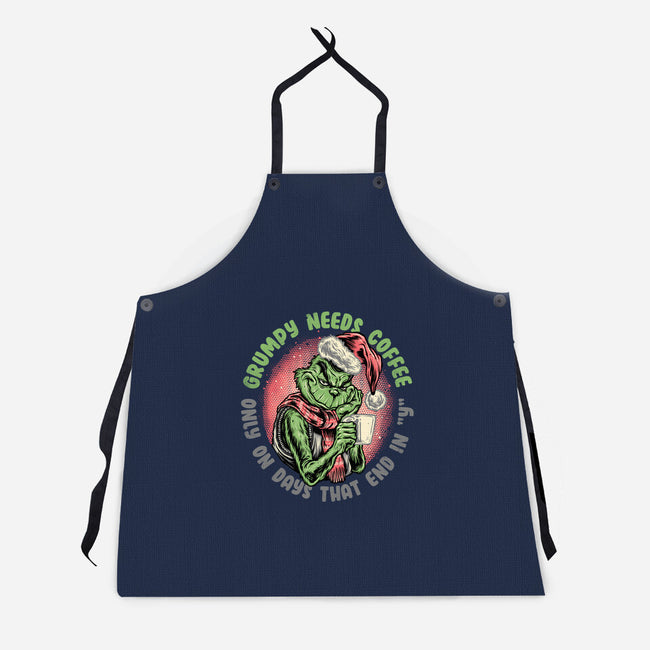 Grumpy Needs Coffee-Unisex-Kitchen-Apron-glitchygorilla