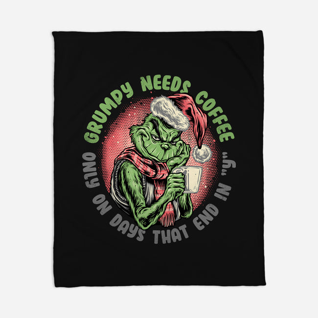 Grumpy Needs Coffee-None-Fleece-Blanket-glitchygorilla