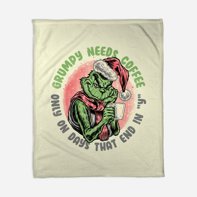 Grumpy Needs Coffee-None-Fleece-Blanket-glitchygorilla