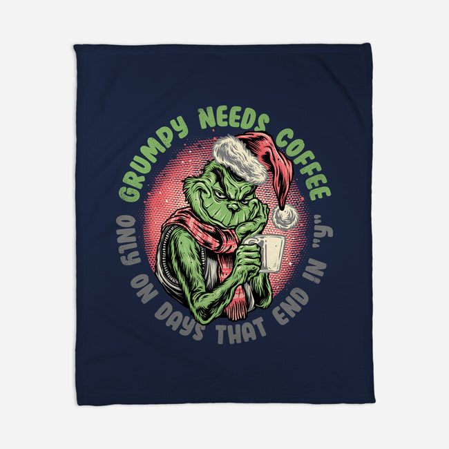 Grumpy Needs Coffee-None-Fleece-Blanket-glitchygorilla