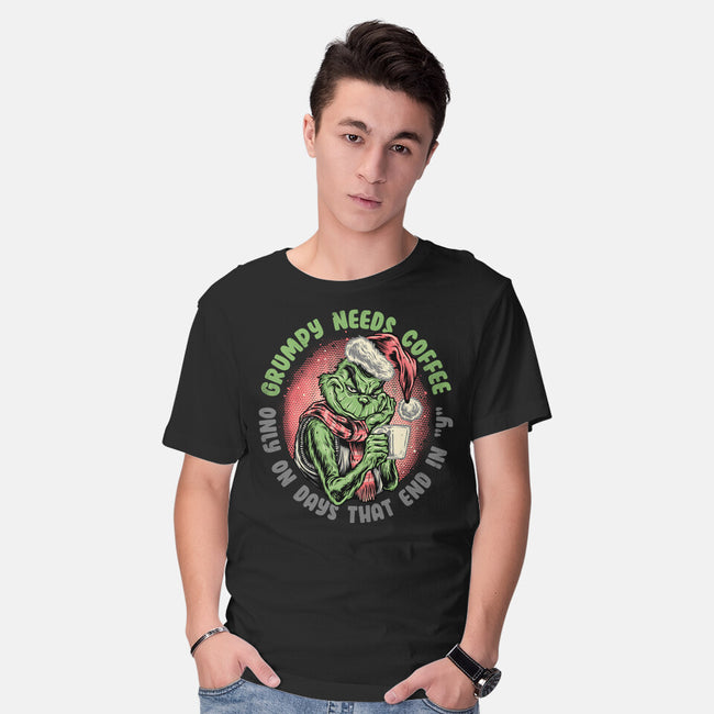 Grumpy Needs Coffee-Mens-Basic-Tee-glitchygorilla