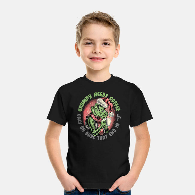 Grumpy Needs Coffee-Youth-Basic-Tee-glitchygorilla