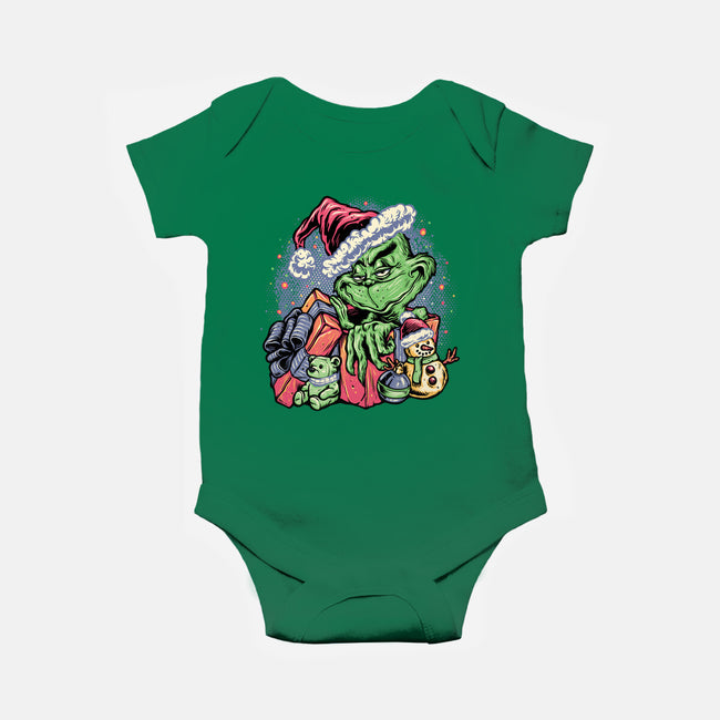 A Grumpy Present-Baby-Basic-Onesie-glitchygorilla