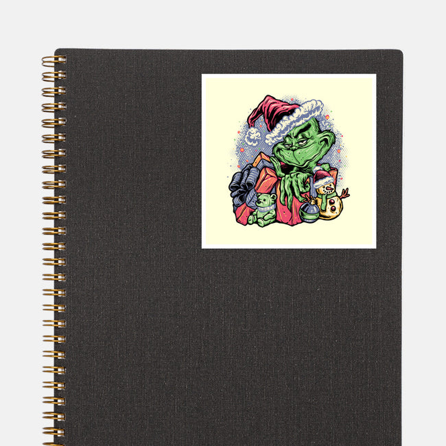 A Grumpy Present-None-Glossy-Sticker-glitchygorilla