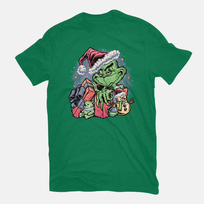 A Grumpy Present-Womens-Fitted-Tee-glitchygorilla