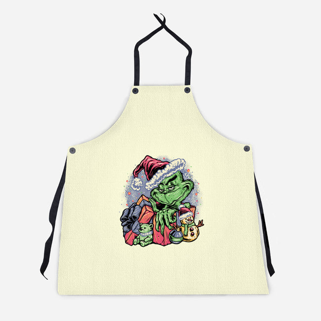 A Grumpy Present-Unisex-Kitchen-Apron-glitchygorilla
