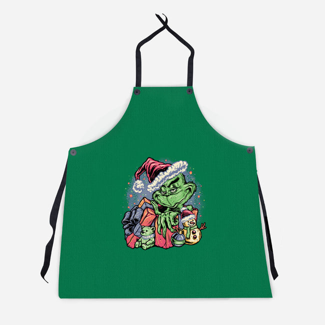 A Grumpy Present-Unisex-Kitchen-Apron-glitchygorilla