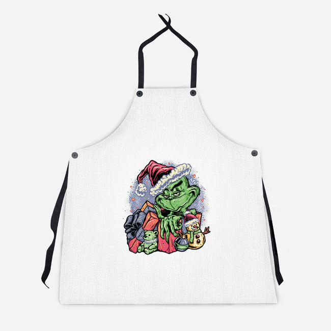 A Grumpy Present-Unisex-Kitchen-Apron-glitchygorilla