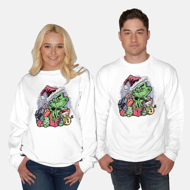 A Grumpy Present-Unisex-Crew Neck-Sweatshirt-glitchygorilla