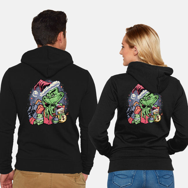 A Grumpy Present-Unisex-Zip-Up-Sweatshirt-glitchygorilla