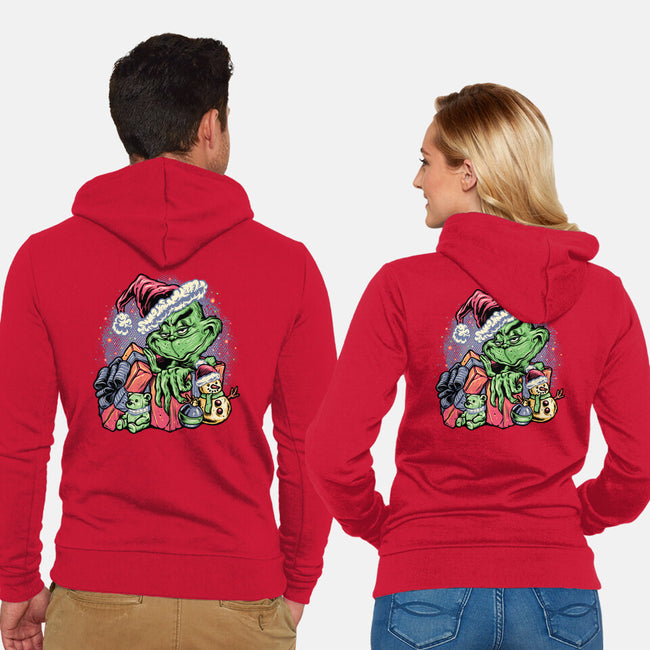 A Grumpy Present-Unisex-Zip-Up-Sweatshirt-glitchygorilla