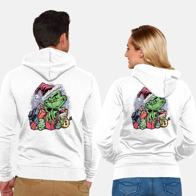 A Grumpy Present-Unisex-Zip-Up-Sweatshirt-glitchygorilla