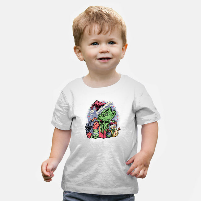 A Grumpy Present-Baby-Basic-Tee-glitchygorilla