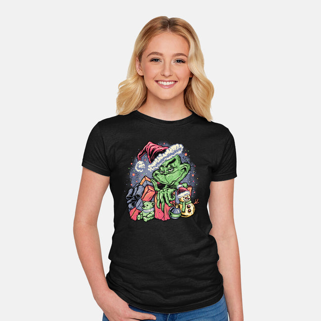 A Grumpy Present-Womens-Fitted-Tee-glitchygorilla