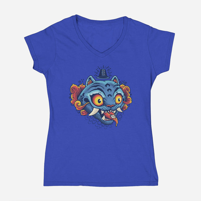 Weird Pet Tattoo-Womens-V-Neck-Tee-Popnotic