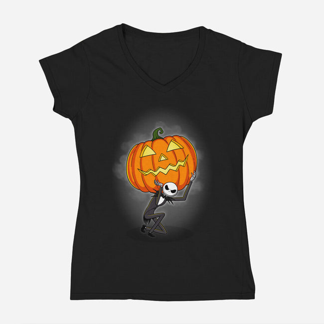 Pumpkin Atlas-Womens-V-Neck-Tee-jasesa