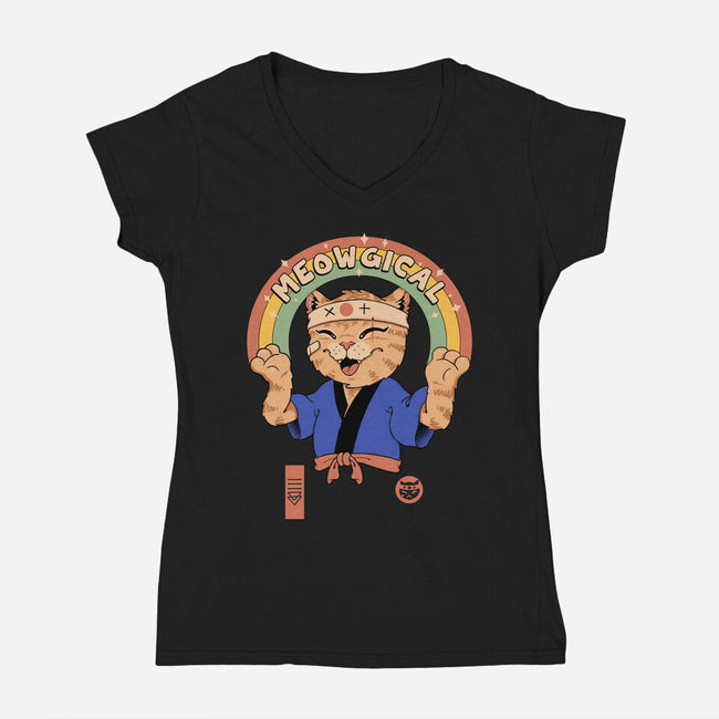 Meowgical Cat-Womens-V-Neck-Tee-vp021