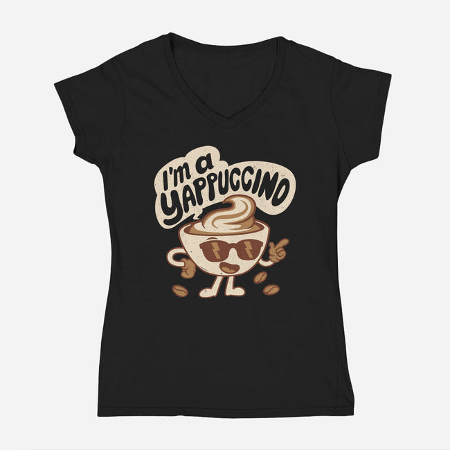 I'm A Yappuccino-Womens-V-Neck-Tee-Nemons