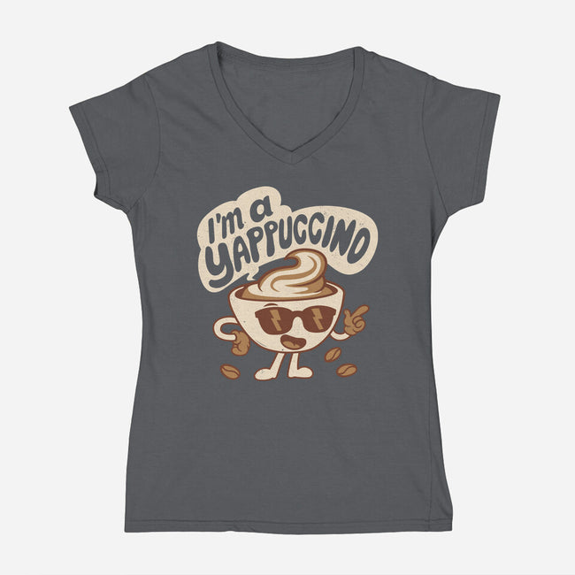 I'm A Yappuccino-Womens-V-Neck-Tee-Nemons