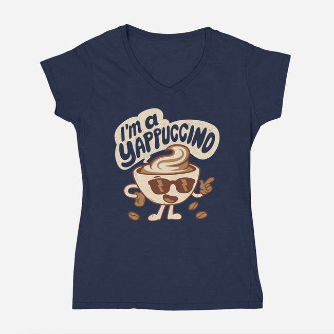I'm A Yappuccino-Womens-V-Neck-Tee-Nemons