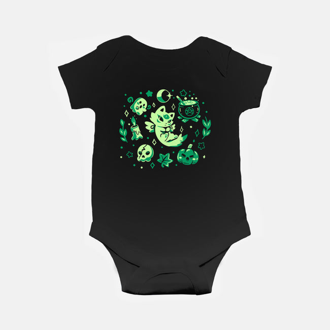 Green Halloween Vibes-Baby-Basic-Onesie-TechraNova