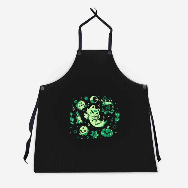 Green Halloween Vibes-Unisex-Kitchen-Apron-TechraNova