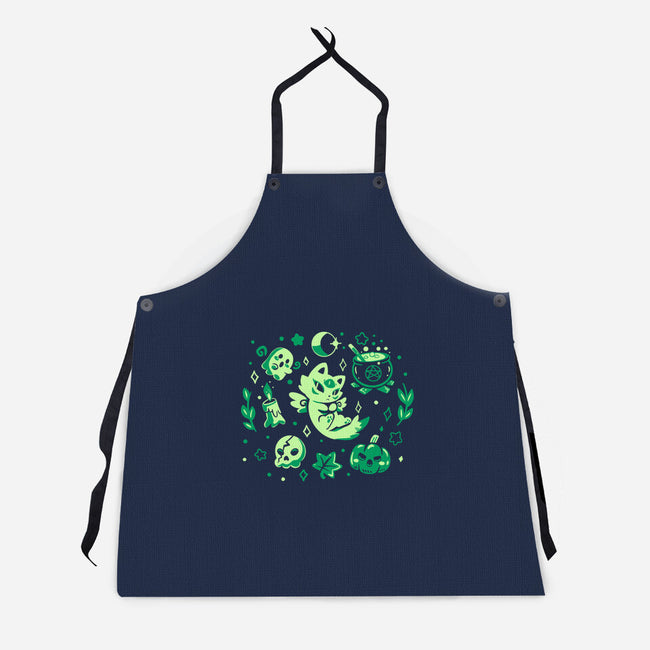 Green Halloween Vibes-Unisex-Kitchen-Apron-TechraNova