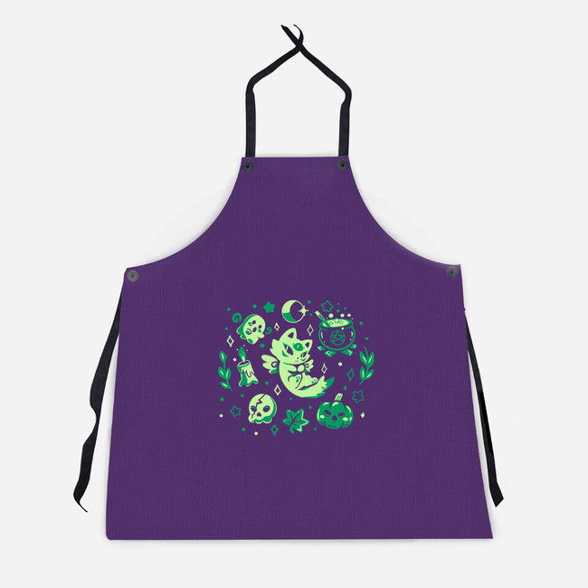 Green Halloween Vibes-Unisex-Kitchen-Apron-TechraNova