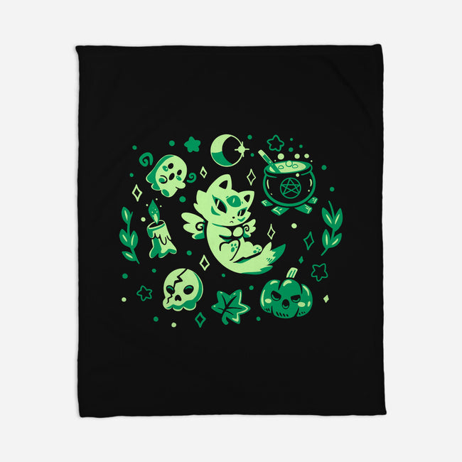 Green Halloween Vibes-None-Fleece-Blanket-TechraNova