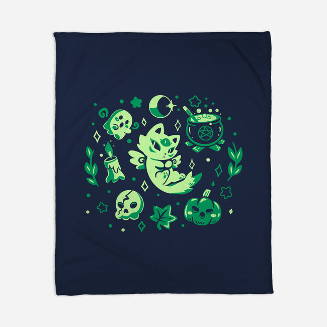 Green Halloween Vibes-None-Fleece-Blanket-TechraNova