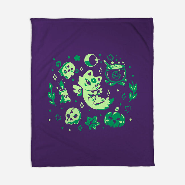 Green Halloween Vibes-None-Fleece-Blanket-TechraNova