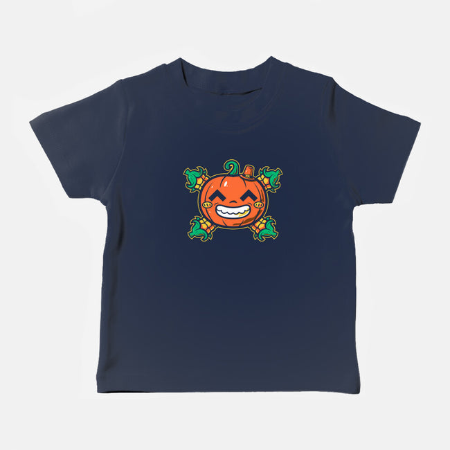 Pumpkin Corn Crossbones-Baby-Basic-Tee-krisren28