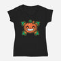 Pumpkin Corn Crossbones-Womens-V-Neck-Tee-krisren28