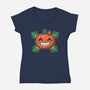 Pumpkin Corn Crossbones-Womens-V-Neck-Tee-krisren28