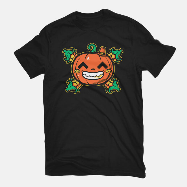 Pumpkin Corn Crossbones-Womens-Fitted-Tee-krisren28