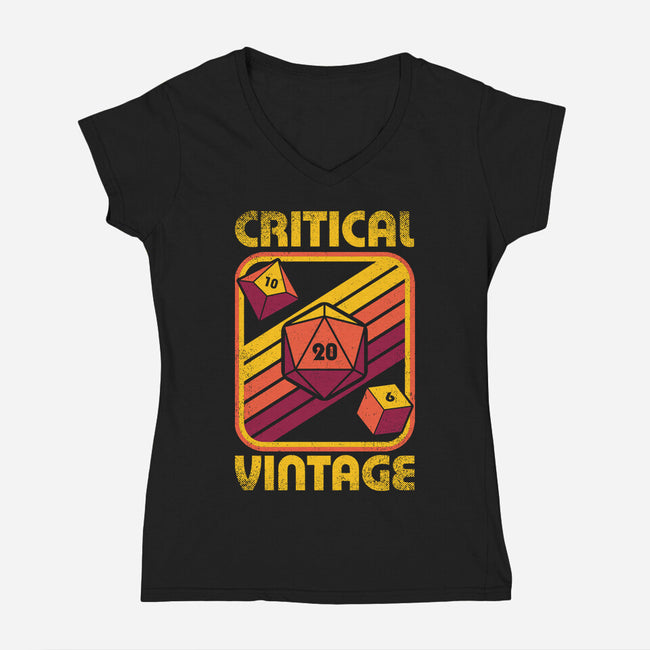 RPG Vintage Critical Dice-Womens-V-Neck-Tee-Studio Mootant