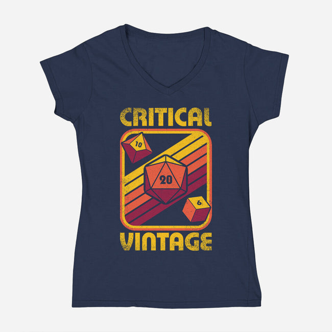 RPG Vintage Critical Dice-Womens-V-Neck-Tee-Studio Mootant