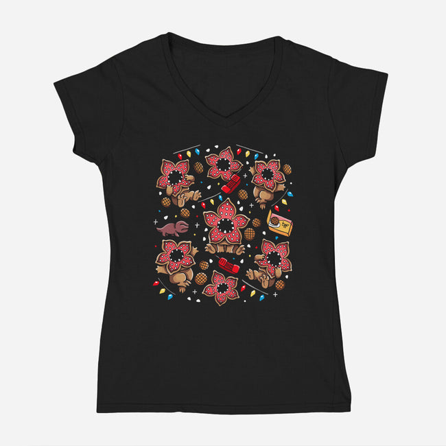 Weird Cute-Womens-V-Neck-Tee-Vallina84