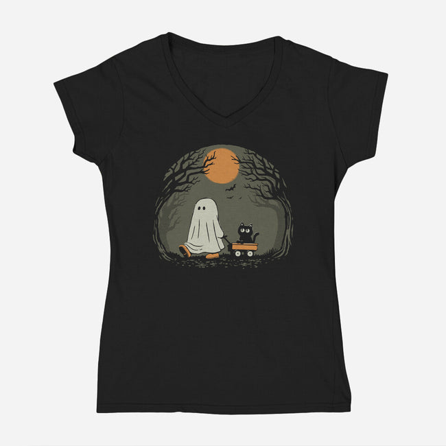 Moonlit Walk-Womens-V-Neck-Tee-dfonseca