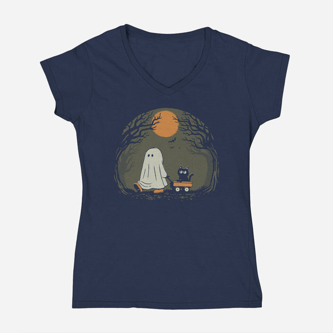 Moonlit Walk-Womens-V-Neck-Tee-dfonseca