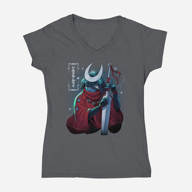 Silk Samurai-Womens-V-Neck-Tee-Bruno Mota