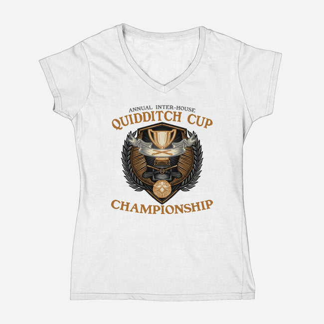 Quidditch Cup Championship-Womens-V-Neck-Tee-glitchygorilla