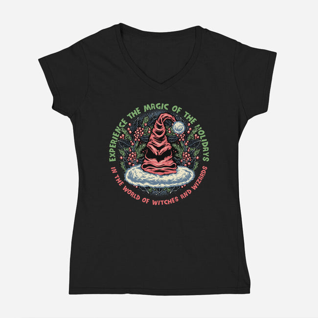 Magic Of The Holidays-Womens-V-Neck-Tee-glitchygorilla