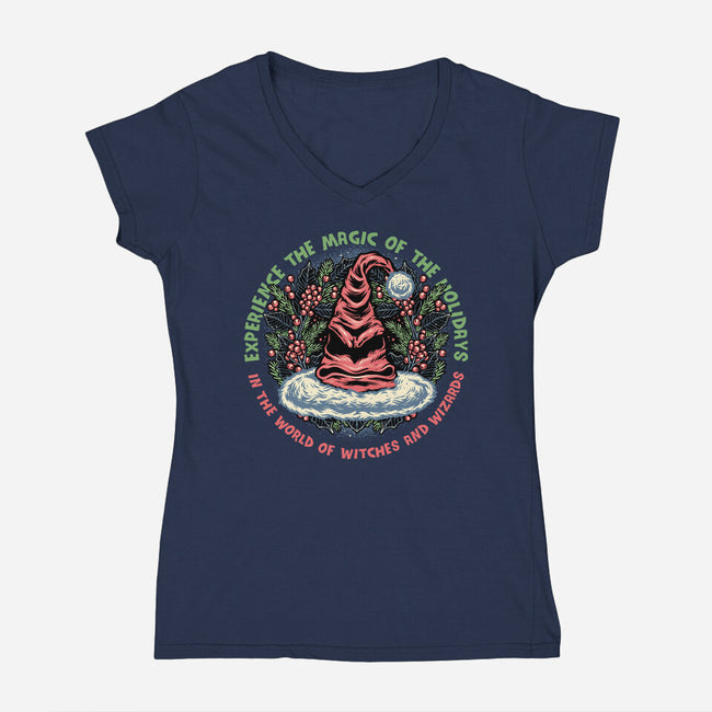 Magic Of The Holidays-Womens-V-Neck-Tee-glitchygorilla