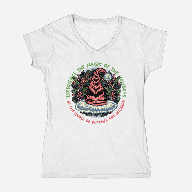 Magic Of The Holidays-Womens-V-Neck-Tee-glitchygorilla