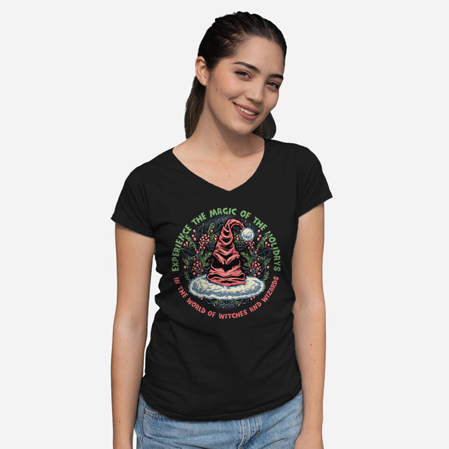 Magic Of The Holidays-Womens-V-Neck-Tee-glitchygorilla