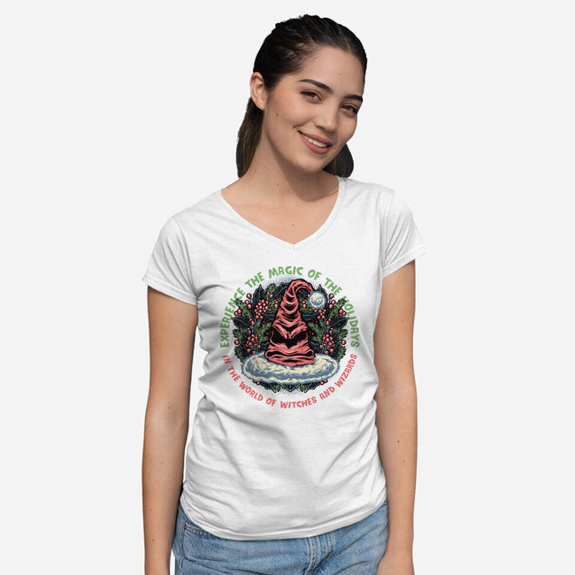 Magic Of The Holidays-Womens-V-Neck-Tee-glitchygorilla